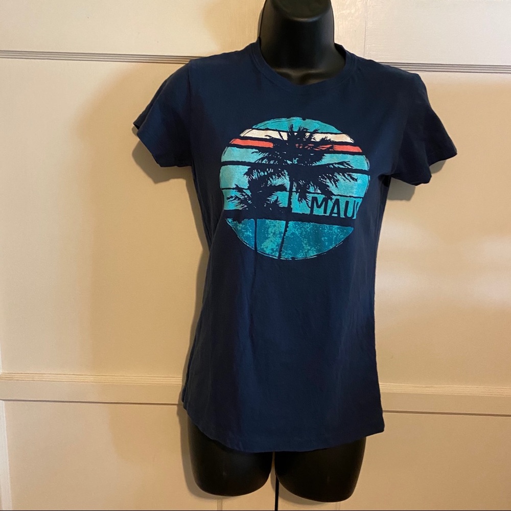 Island Girl Blue Maui Fitted Tee Medium